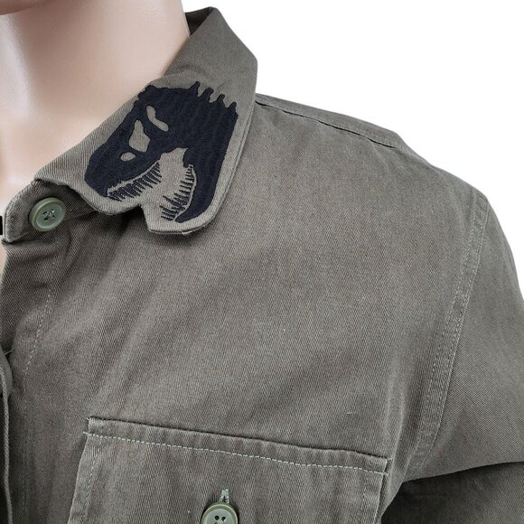 Jurassic Park Olive Green Long Sleeve Shirt By BoxLunch, Women's Medium - Picture 6 of 13